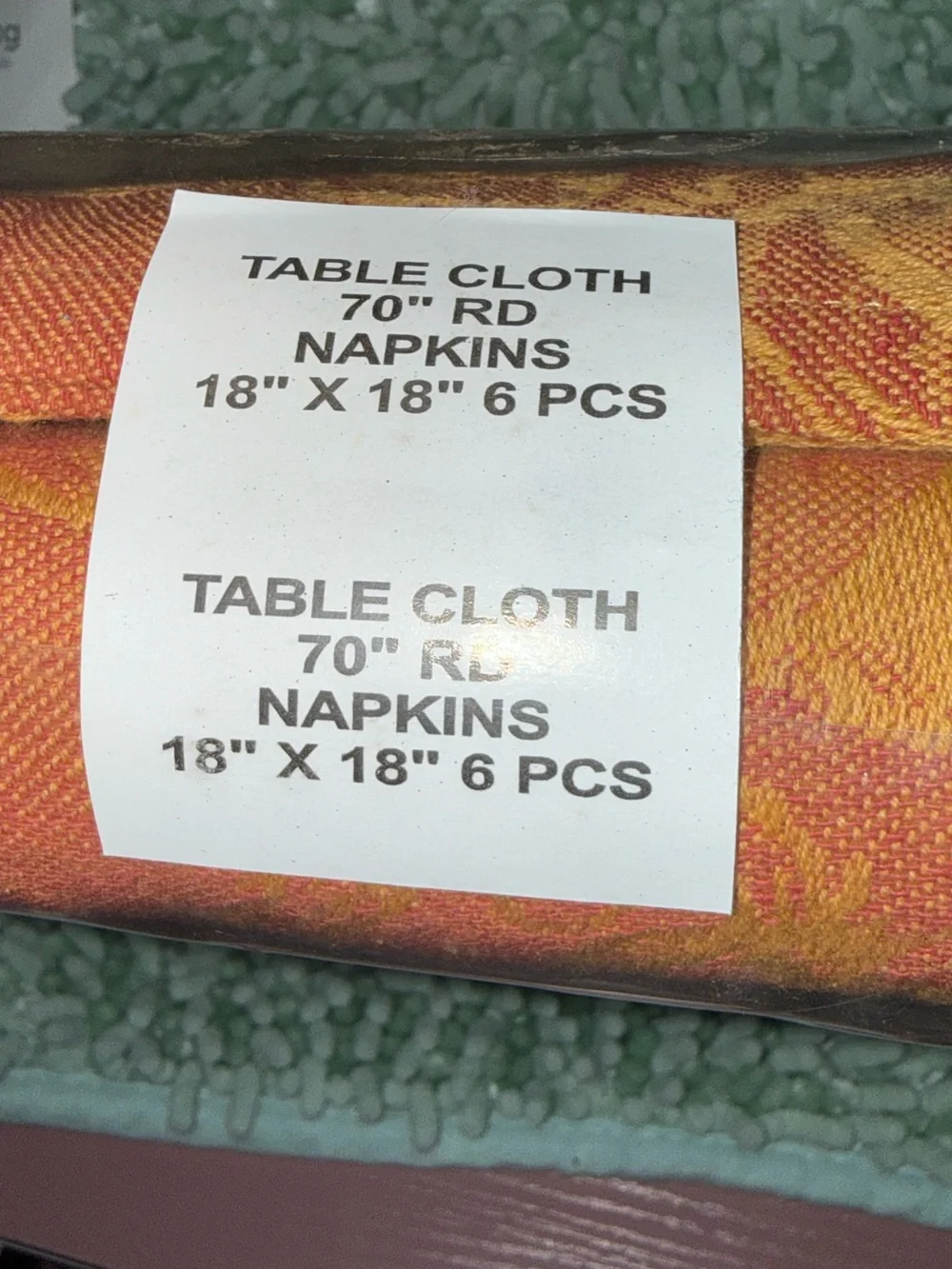 Vtg Cotton park cottage Rust and Gold Pumpkin Vine Cotton Tablecloth w/napkins